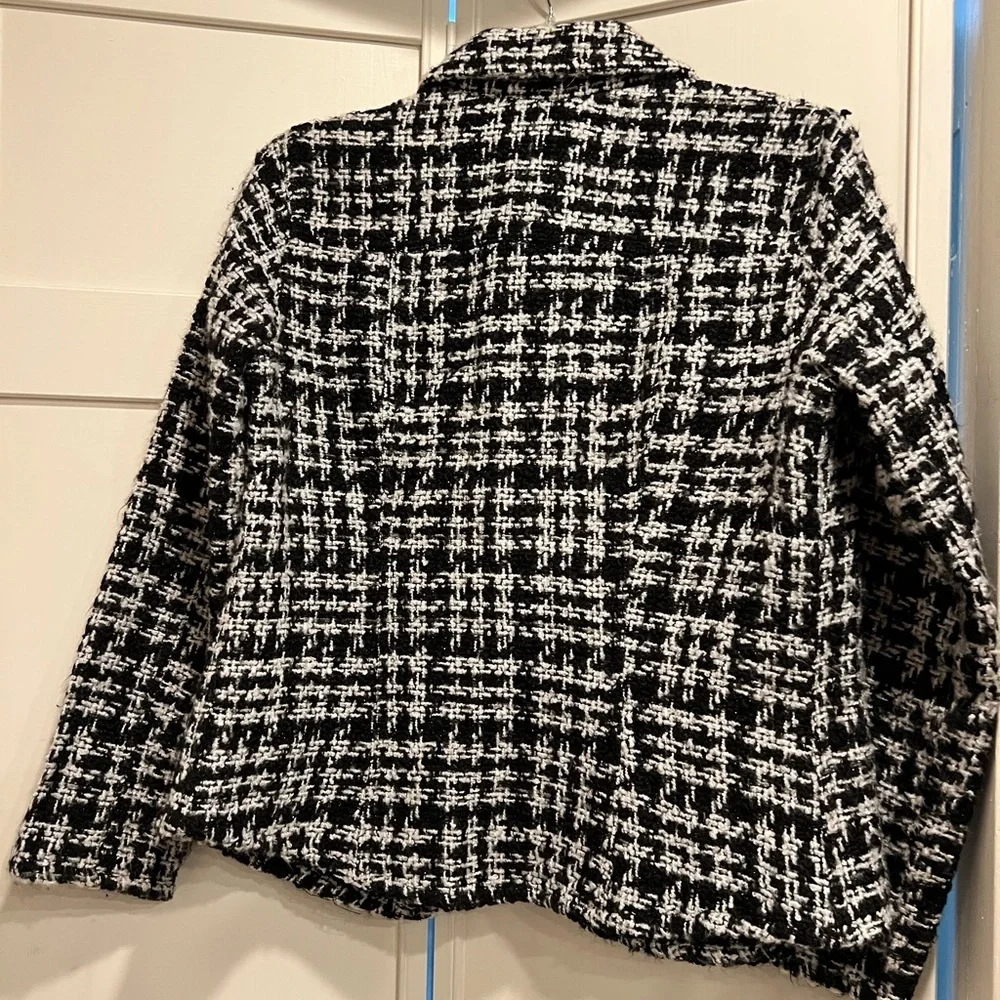 Chico's Black and White Textured Blazer - Picture 2 of 3